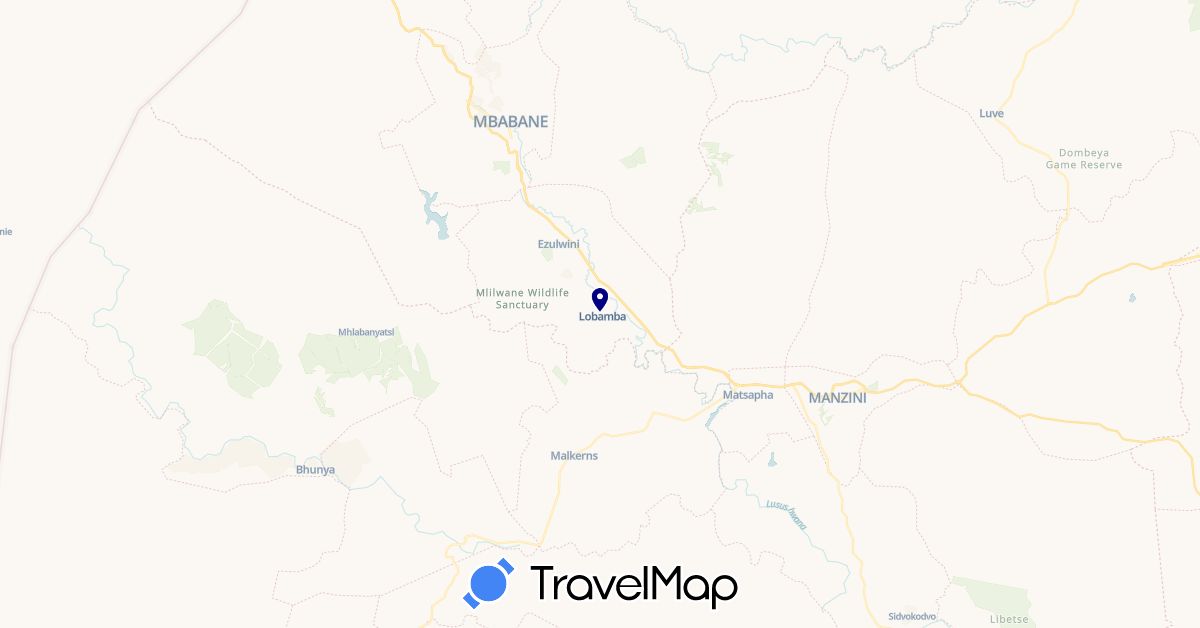 TravelMap itinerary: driving in Swaziland (Africa)
